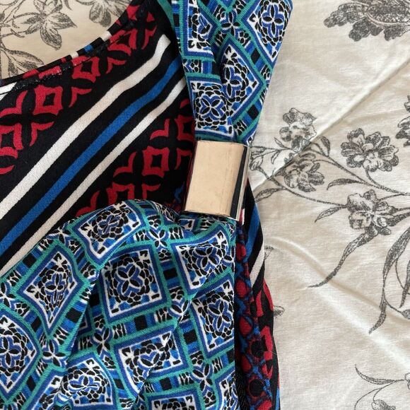 Calvin Klein Tank Maxi Sundress Women's Medium Grecian Geometric Print with Belt - Picture 13 of 16